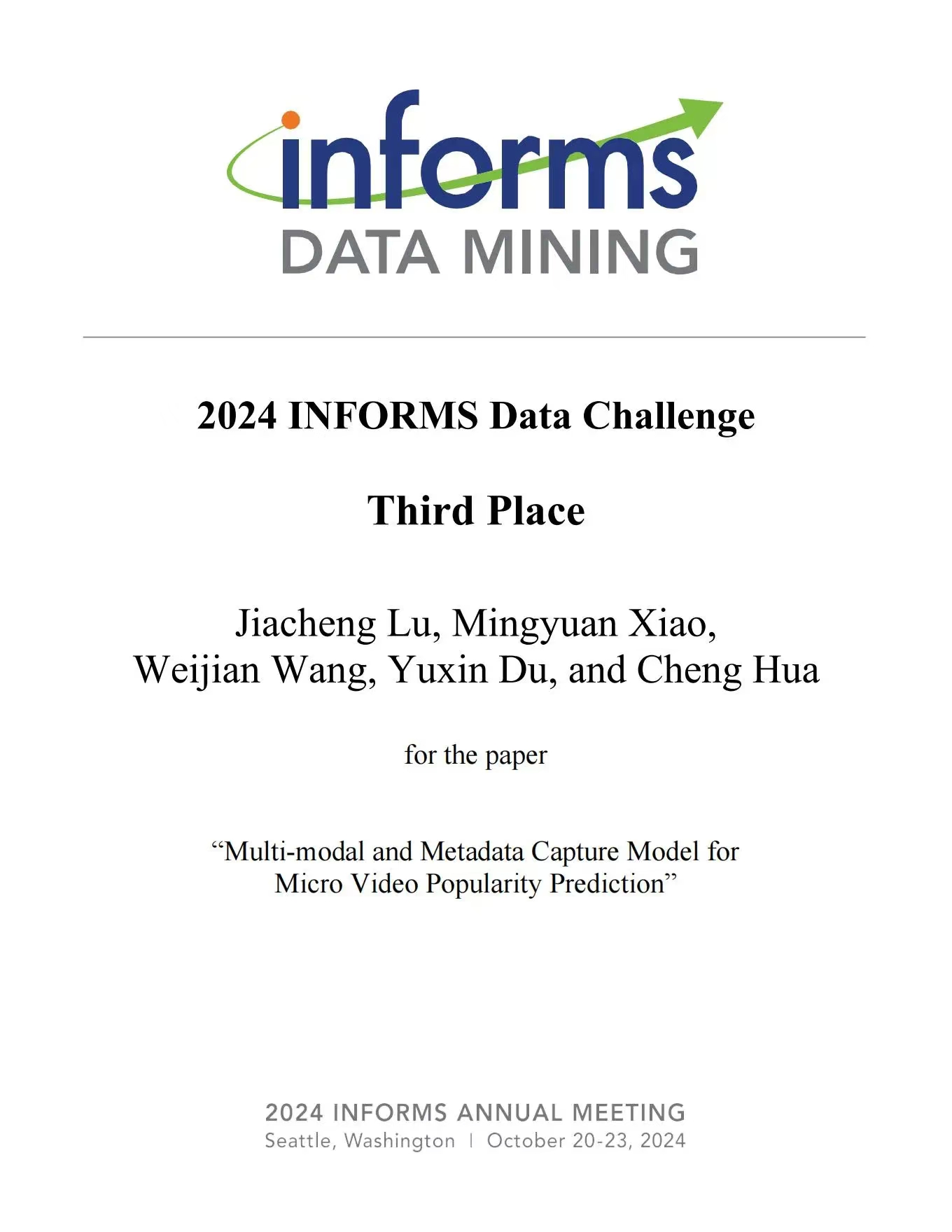 202410 Informs Data Mining Society Data Challenge 3rd Place